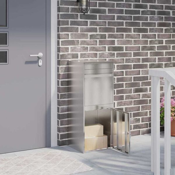 vidaXL Skrzynka na przesyłki Srebrny 47,5 x 38 x 59 cm Stal nierdzewna