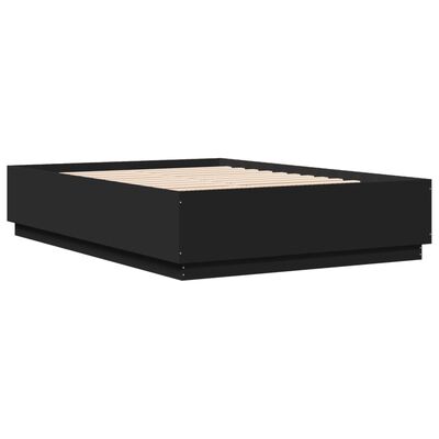 vidaXL Rama łóżka z LED, czarna, 120x200 cm, materiał drewnopochodny