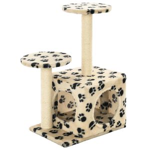 vidaXL Drapak ze sizalowymi słupkami, 60 cm, beżowy w kocie łapki
