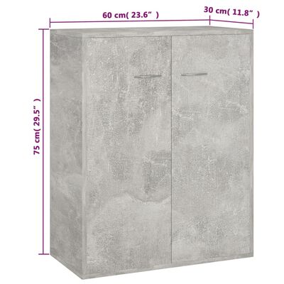 vidaXL Szafka, szarość betonu, 60 x 30 x 75 cm, płyta wiórowa