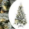 vidaXL Choinka flokowana śniegiem z szyszkami i lampkami 195 cm PVC/PE