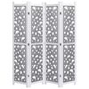 vidaXL Parawan 4-panelowy, szary, 140 x 165 cm, lite drewno
