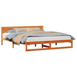 vidaXL Ramka ł&oacute;żka Woskowy Brąz 200 x 200 cm Lite drewno sosnowe