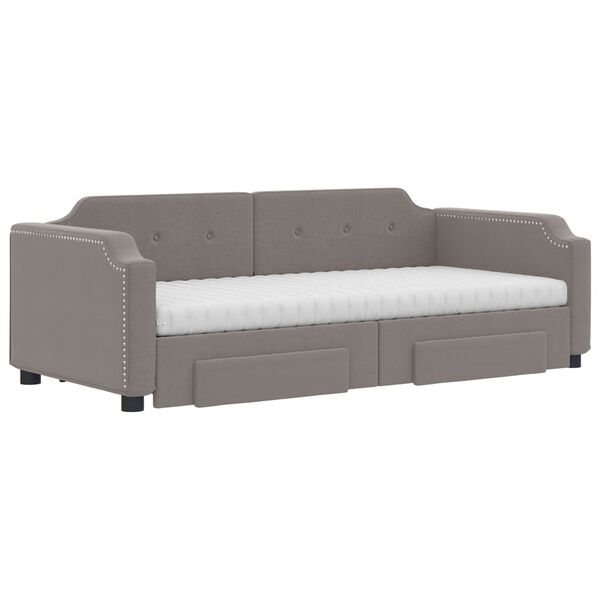 vidaXL Sofa rozsuwana z szufladami, taupe, 100x200 cm, tkanina