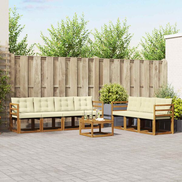 vidaXL Zestaw sof na zewnątrz z poduszką 8 pcs Naturalny i Kremowy