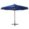 vidaXL Parasol ogrodowy wiszący, jodłowy słupek, niebieski, 3,5x2,9 m