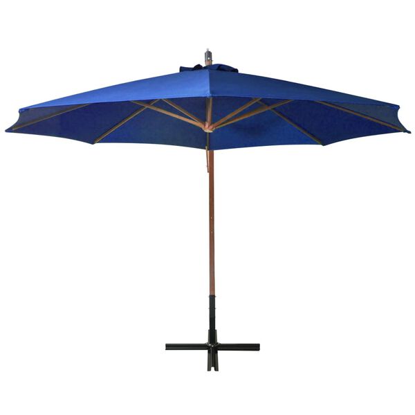 vidaXL Parasol ogrodowy wiszący, jodłowy słupek, niebieski, 3,5x2,9 m