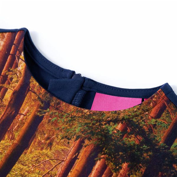 Sukienka dziecięca z długimi rękawami, granatowa, 140