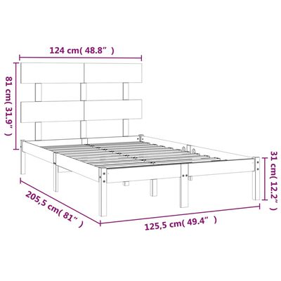 vidaXL Rama łóżka, biała, lite drewno, 120x200 cm