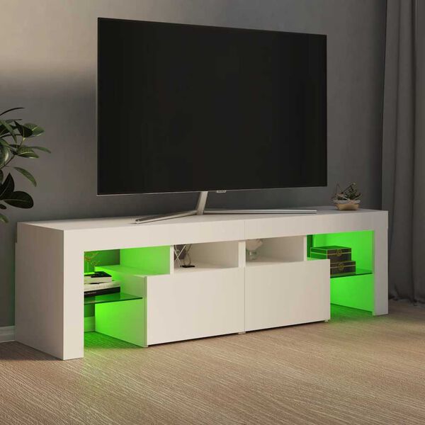 vidaXL Szafka pod TV z oświetleniem LED, biała, 140x36,5x40 cm