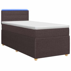 vidaXL Ł&oacute;żko kontynentalne z materacem Ciemny brąz 90 x 200 cm tkanina