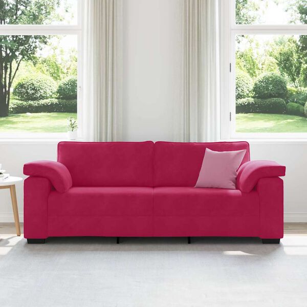 vidaXL Sofa 3-osobowa, kolorze czerwonego wina, 178 cm, aksamit