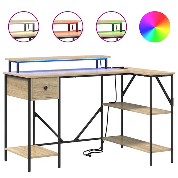 vidaXL Biurko Dąb Sonoma 120 x 79 x 86,5 cm Materiał drewnopochodny