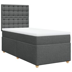 vidaXL Ł&oacute;żko kontynentalne z materacem, ciemnoszara tkanina 80x200 cm