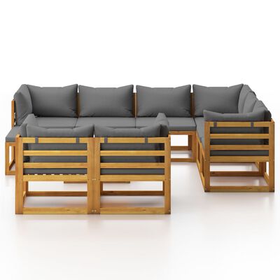 vidaXL 10-cz. zestaw wypoczynkowy do ogrodu, poduszki, drewno akacjowe