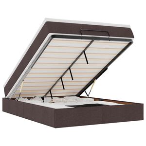 vidaXL Rama ł&oacute;żka otomana z materacem, brązowa, 140x190 cm, tkanina