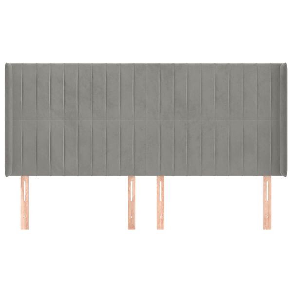 vidaXL Zagłówek uszak, jasnoszary, 183x16x118/128 cm, aksamit