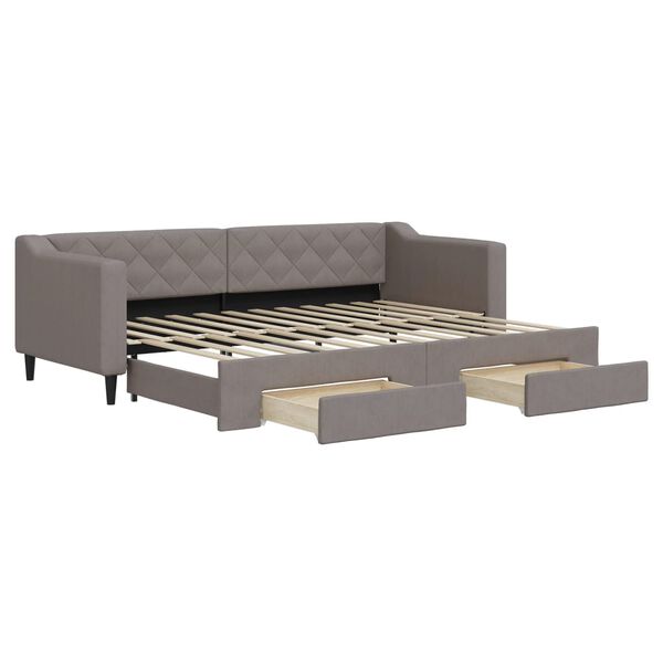 vidaXL Sofa rozsuwana z szufladami, taupe, 80x200 cm, tkanina