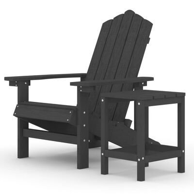 vidaXL Krzesło ogrodowe Adirondack ze stolikiem, HDPE, antracytowe
