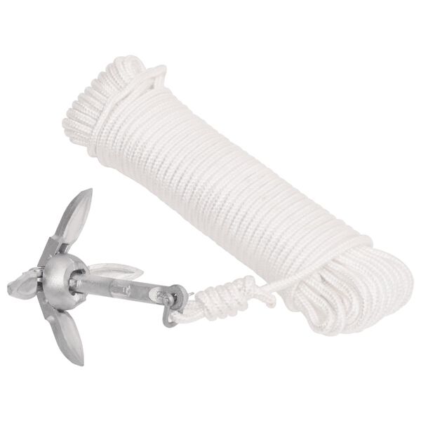 vidaXL Składana kotwica z liną srebrna 0,7kg żeliwo ocynkowane ogniowo