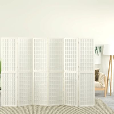 vidaXL Składany parawan 6-panelowy, styl japoński, 240x170 cm, biały