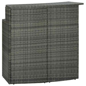 vidaXL Ogrodowy stolik barowy, szary, 120x55x110 cm, polirattan