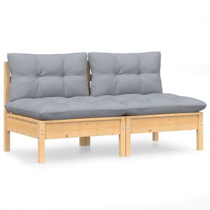 vidaXL 2-osobowa sofa ogrodowa z szarymi poduszkami, drewno sosnowe