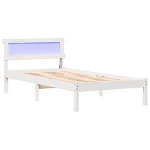 vidaXL Ramka ł&oacute;żka Z zagł&oacute;wkiem Biały 90 x 190 cm Lite drewno sosnowe