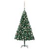 vidaXL Sztuczna choinka z lampkami i bombkami, zielona, 120 cm, PVC