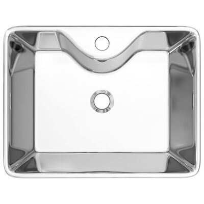 vidaXL Umywalka z otworem na baterię, 48x37x13,5 cm, ceramika, srebrna