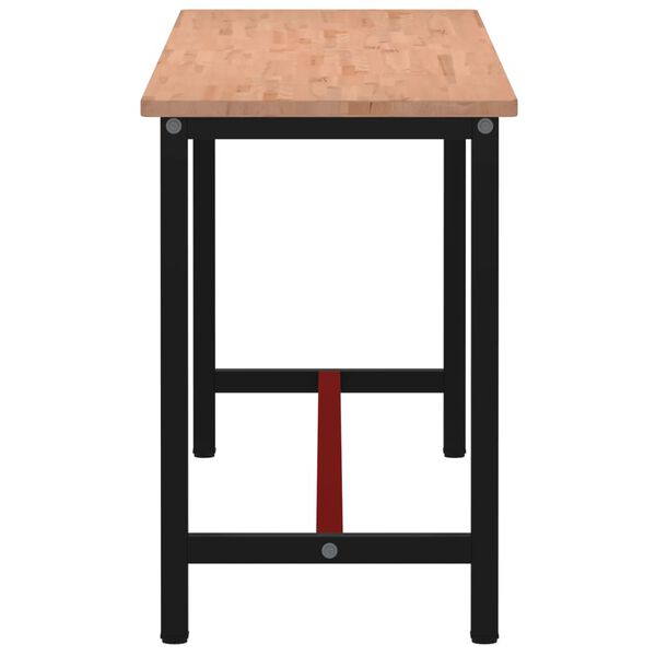 vidaXL St&oacute;ł roboczy, 200x55x81,5 cm, lite drewno bukowe i metal