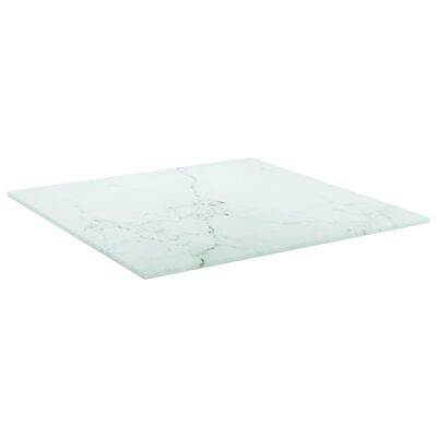 vidaXL Blat stołu, biały, 40x40 cm, 6 mm, szkło ze wzorem marmuru