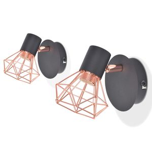vidaXL Lampy ścienne, 2 szt., E14, czarno-miedziane