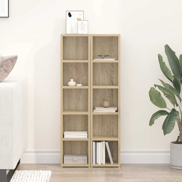 vidaXL Szafki na płyty CD, 2 szt., dąb sonoma, 21x16x93,5 cm, płyta