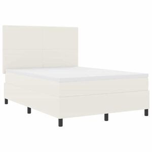 vidaXL Ł&oacute;żko z sprężyną LED Z zagł&oacute;wkiem Kremowy i Biały 160 x 200 cm