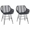 vidaXL Krzesło jadalniane 2 pcs Czarny 55 x 50 x 74 cm Rattan i żelazo