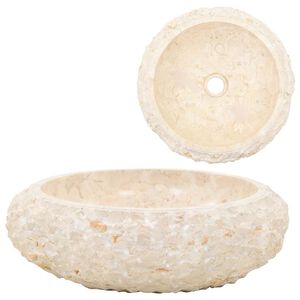 vidaXL Umywalka, 40 x 12 cm, marmurowa, kremowa