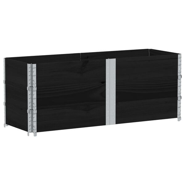 vidaXL Nadstawki paletowe, 3 szt., czarne, 150x50 cm, drewno sosnowe