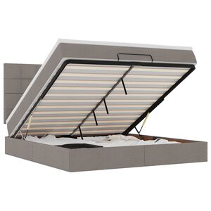 vidaXL Rama ł&oacute;żka otomana z materacem, taupe, 180x200 cm, tkanina