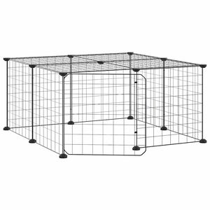 vidaXL Klatka dla zwierząt z bramką, 12 paneli, czarna, 70x70x35 cm, stal