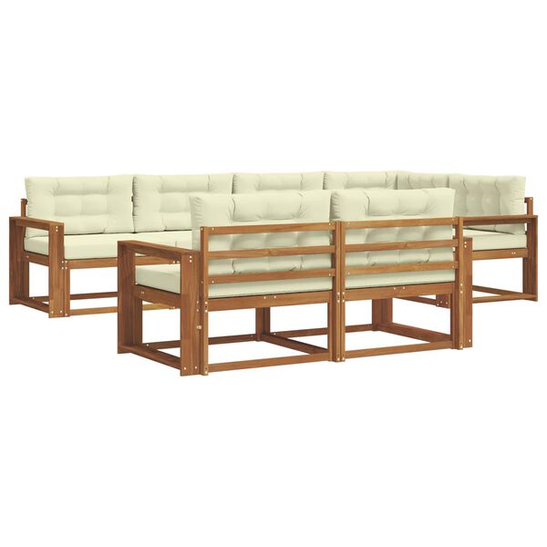 vidaXL Zestaw sof na zewnątrz z poduszką 7 pcs Naturalny i Kremowy