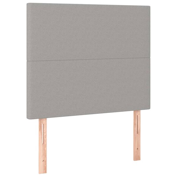 vidaXL Zagł&oacute;wek do ł&oacute;żka z LED, jasnoszary, 100x5x118/128 cm, tkanina