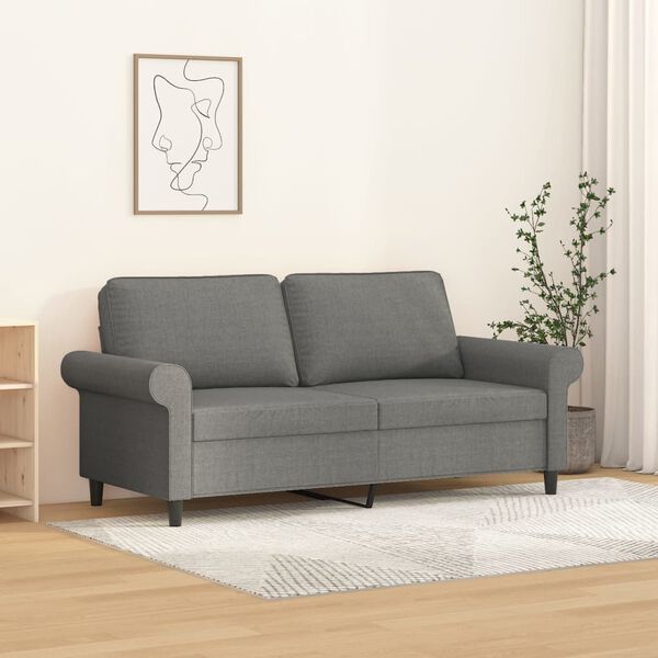 vidaXL Sofa 2-osobowa, ciemnoszara, 140 cm, tapicerowana tkaniną
