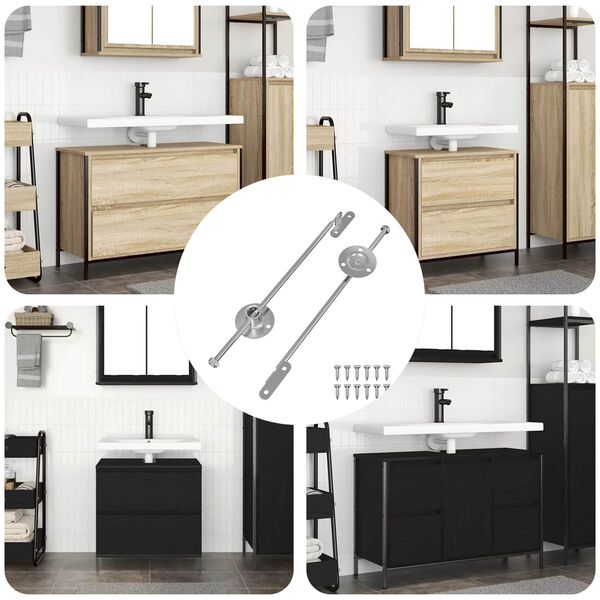 vidaXL Zawias z uchwytem 2 pcs Srebrny 190 mm Żelazo