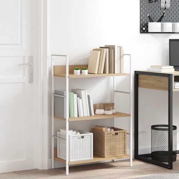 vidaXL Regał z 3 p&oacute;łkami, kolor dębowy, 60x27,6x90,5 cm