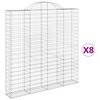 vidaXL Kosze gabionowe, 8 szt, 200x30x200/220 cm, galwanizowane żelazo