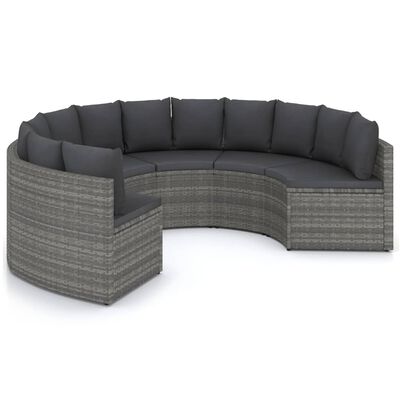 vidaXL 6-częściowa sofa do ogrodu, z poduszkami, polirattan, szara
