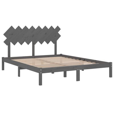 vidaXL Rama łóżka, szara, 160x200 cm, lite drewno