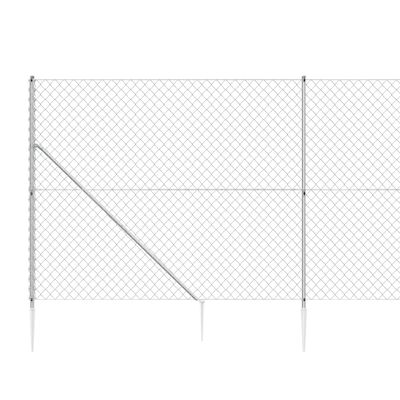 vidaXL Ogrodzenie z siatki, z kotwami, srebrne, 1,4x10 m