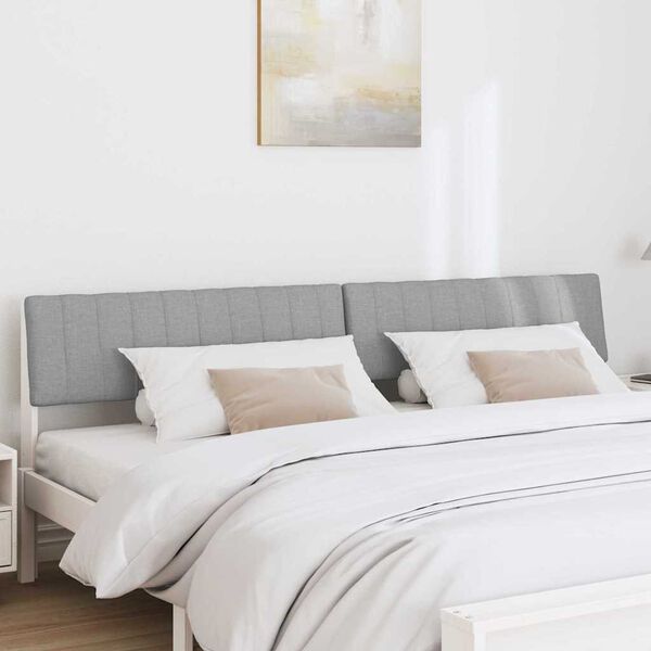 vidaXL Tapicerowane wezgłowie Jasnoszary 200 cm Lite drewno sosnowe